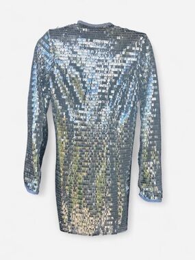 PrettyLittleThing Silver Iridescent Sequin Long Sleeve Mini Dress